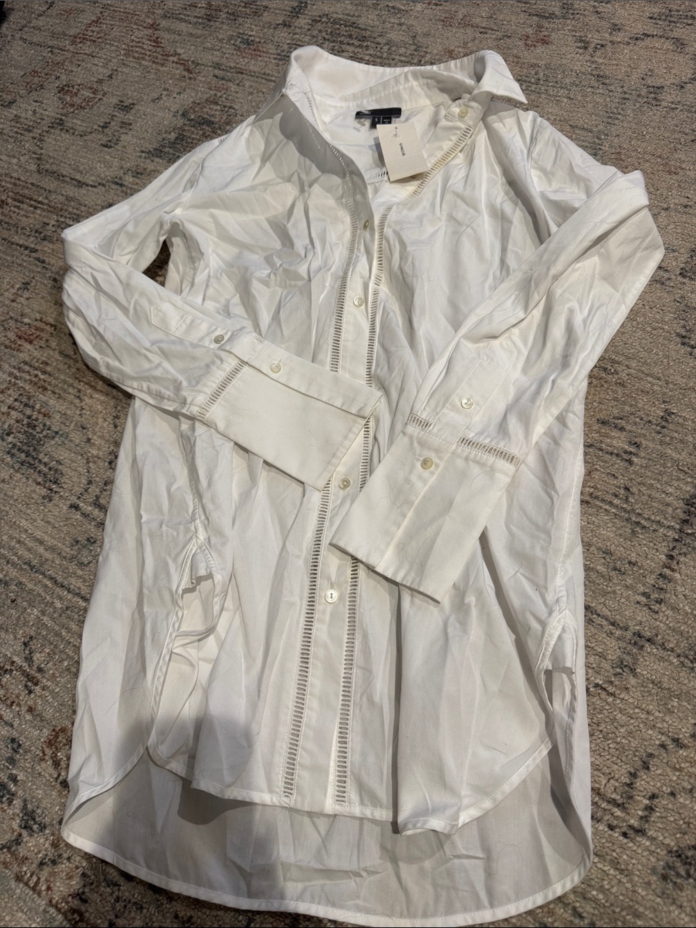 Vince nwt White Blouse with Eyelet Hem